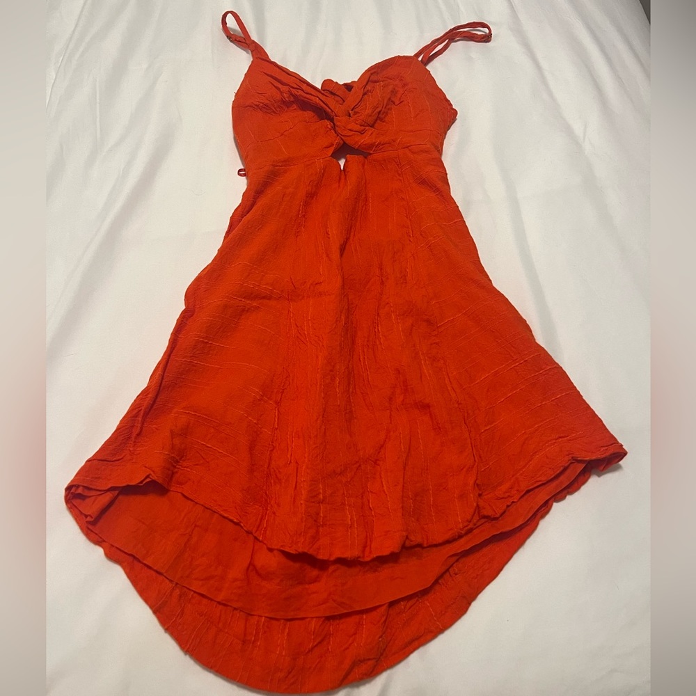 Bright Coral Open Back Sun Dress